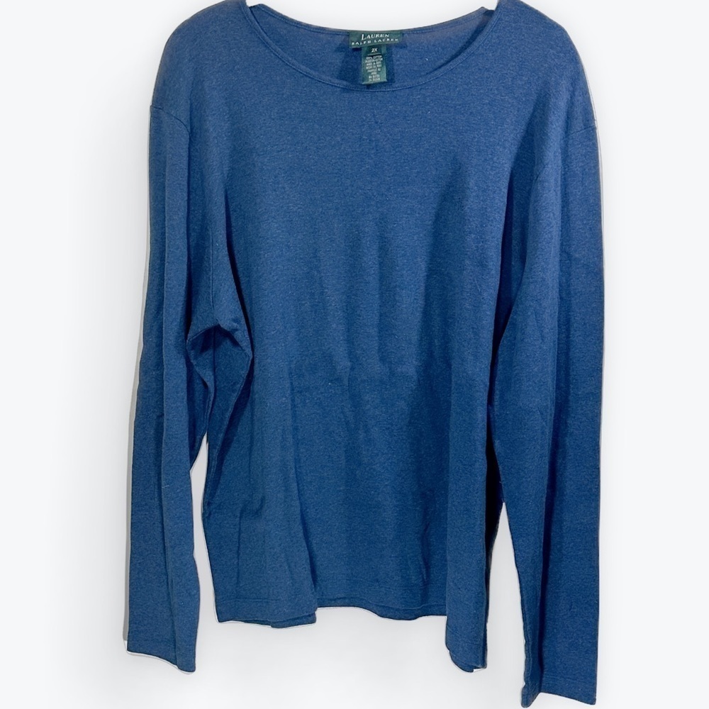 Lauren Ralph Lauren Blue Crewneck Long Sleeve Shirt 2X